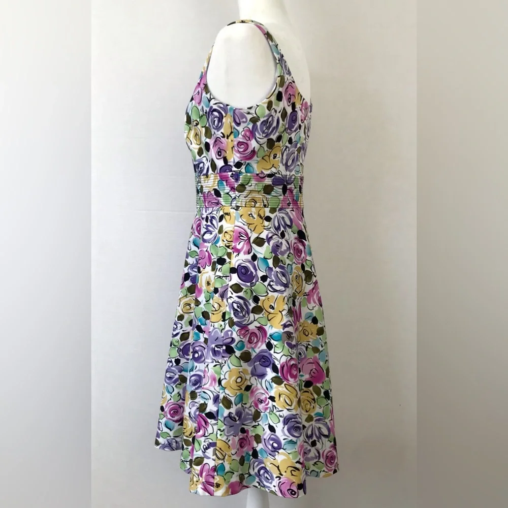 Donna Ricco Multi Color Abstract Floral Flowers Sleeveless Dress - Picture 3 of 10